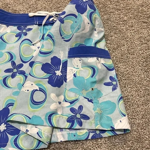 Water Girl by Patagonia Blue Print Hiking Surf ‎ Skirt Size 6 Hibiscus comfort - Picture 8 of 16